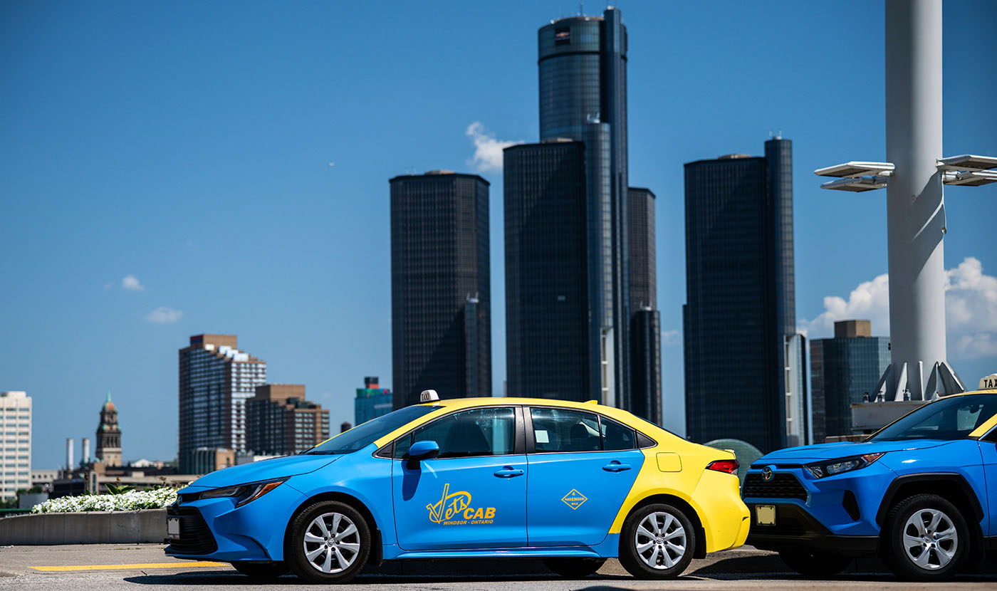 Vets Cab car infront of GM tower detroit